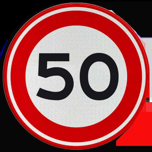 Verkeersbord A01: Maximumsnelheid 50 km/h