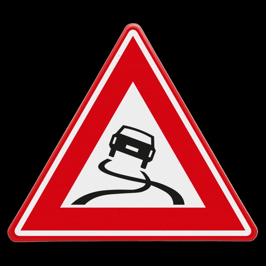 Verkeersbord J20: Slipgevaar (glad wegdek)